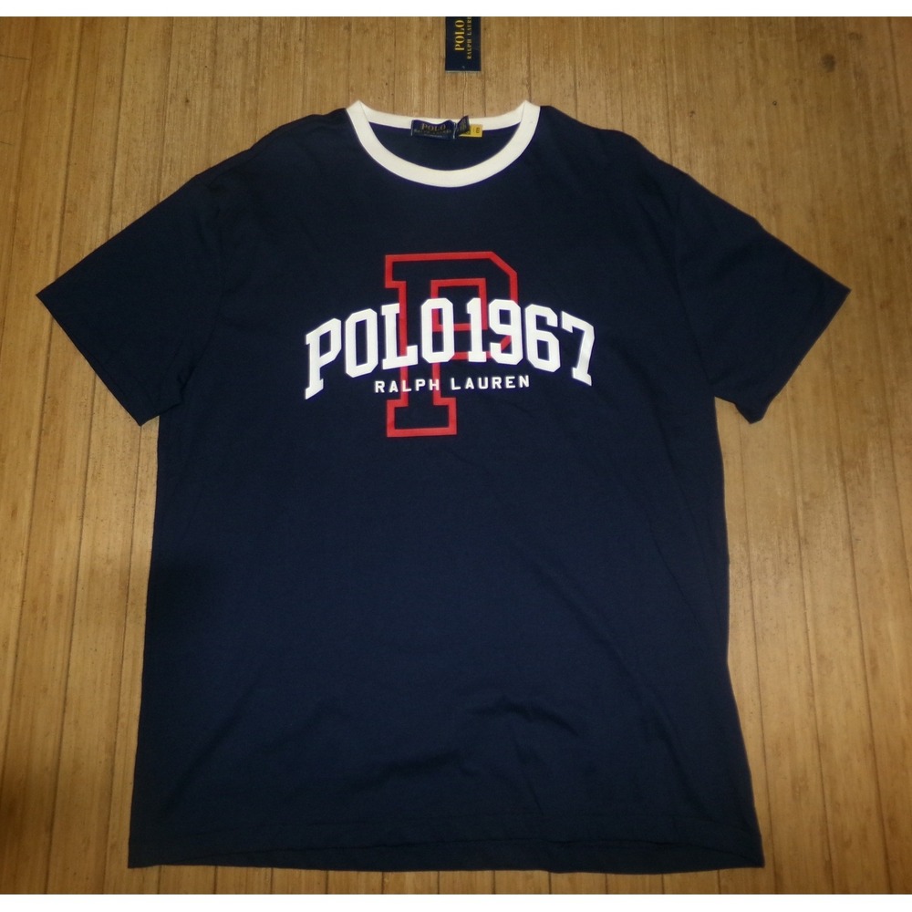 Polo Ralph Lauren Mens Navy Blue Polo 1967 Graphic Ringer T-Shirt Large NWT